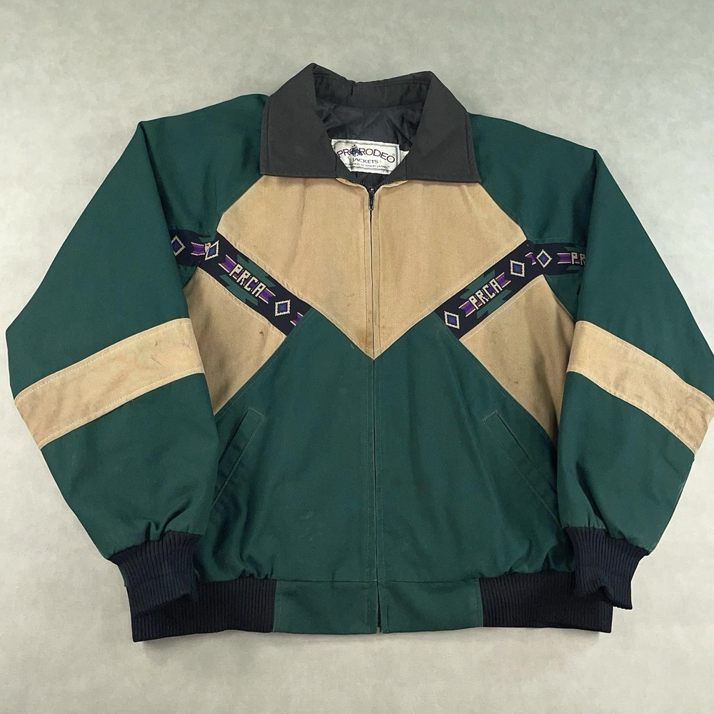 Vintage Pro Rodeo PRCA XL Navajo Aztec Western Cowboy David James Bomber Jacket